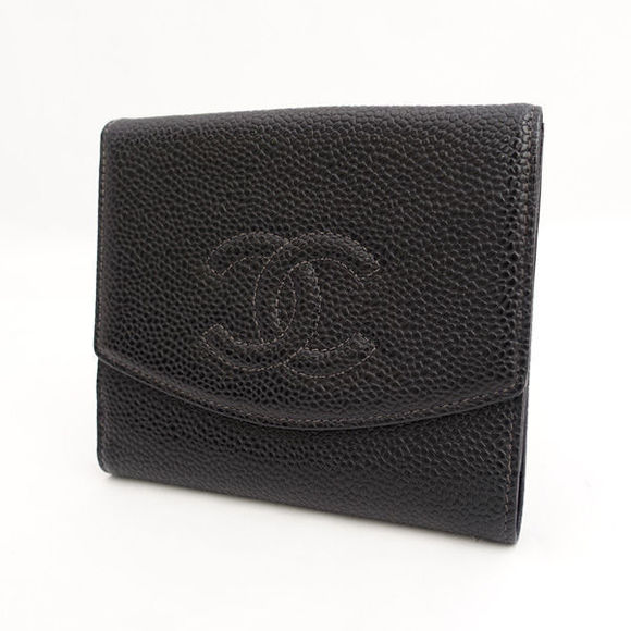 Chanel Compact Wallet Caviar Skin Black - Picture 1 of 10
